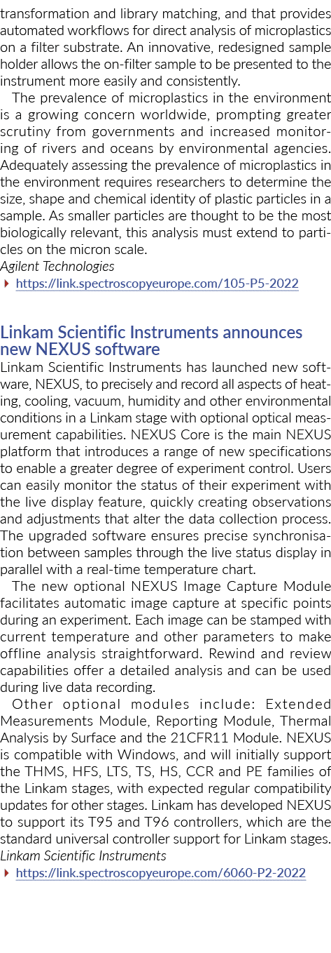 transformation and library matching, and that provides automated workflows for direct analysis of microplastics on a ...