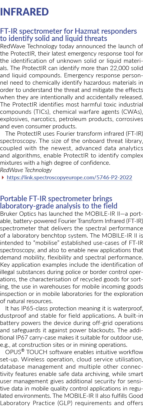 Infrared FT IR spectrometer for Hazmat responders to identify solid and liquid threats RedWave Technology today annou...