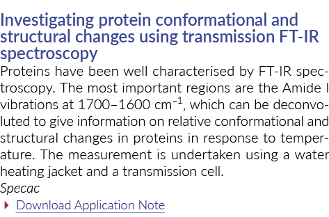 Investigating protein conformational and structural changes using transmission FT IR spectroscopy Proteins have been ...