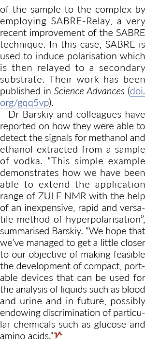 of the sample to the complex by employing SABRE Relay, a very recent improvement of the SABRE technique. In this case...