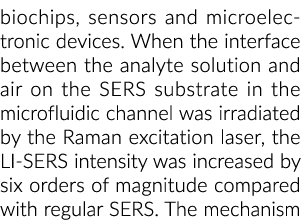 biochips, sensors and microelectronic devices. When the interface between the analyte solution and air on the SERS su...