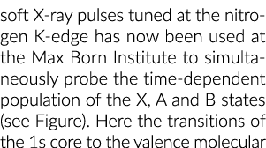 soft X ray pulses tuned at the nitrogen K edge has now been used at the Max Born Institute to simultaneously probe th...