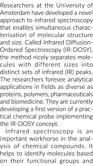 Researchers at the University of Amsterdam have developed a novel approach to infrared spectroscopy that enables simu...