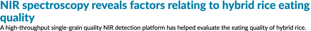 NIR spectroscopy reveals factors relating to hybrid rice eating quality A high throughput single grain quality NIR de...