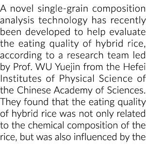 A novel single grain composition analysis technology has recently been developed to help evaluate the eating quality ...