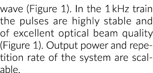 wave (Figure 1). In the 1 kHz train the pulses are highly stable and of excellent optical beam quality (Figure 1). Ou...