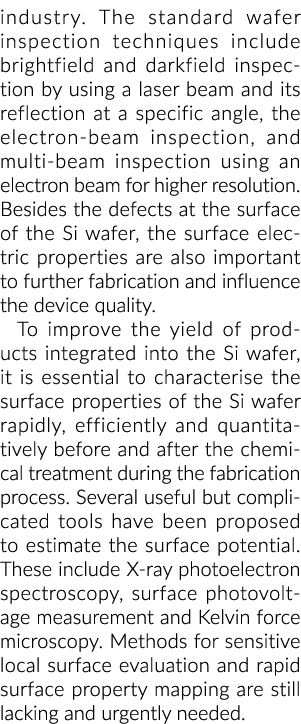 industry. The standard wafer inspection techniques include brightfield and darkfield inspection by using a laser beam...