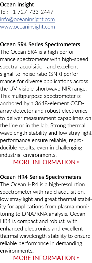 Ocean Insight Tel: +1 727 733 2447 info@oceaninsight.com www.oceaninsight.com Ocean SR4 Series Spectrometers The Ocea...