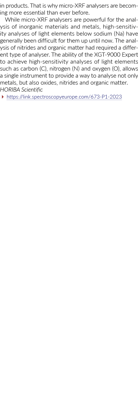 in products. That is why micro XRF analysers are becoming more essential than ever before. While micro XRF analysers ...