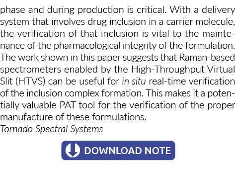 phase and during production is critical. With a delivery system that involves drug inclusion in a carrier molecule, t...