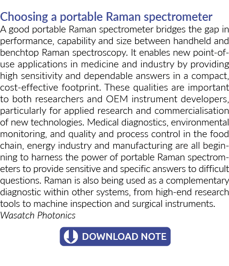 Choosing a portable Raman spectrometer A good portable Raman spectrometer bridges the gap in performance, capability ...