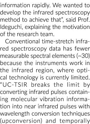 information rapidly. We wanted to develop the infrared spectroscopy method to achieve that”, said Prof. Ideguchi, exp...
