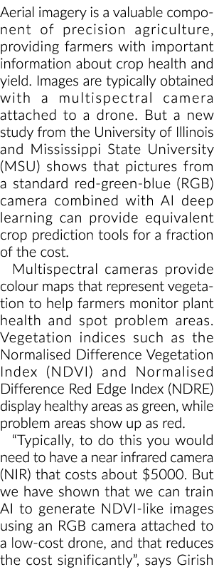 Aerial imagery is a valuable component of precision agriculture, providing farmers with important information about c...