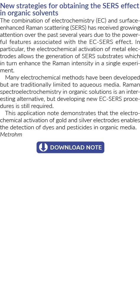 New strategies for obtaining the SERS effect in organic solvents The combination of electrochemistry (EC) and surface...