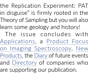the Replication Experiment: PAT in disguise” is firmly rooted in the Theory of Sampling but you will also learn some ...