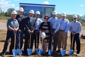 Photograph of Renishaw’s senior executive management team breaking ground on the new facility