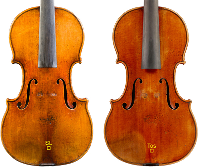 Photo of two violins used in the investigation