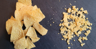 Photo of entire crisps/chips and their crumbs