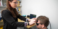 Photo of the ICP sensor being placed on a forehead