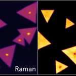 Raman and photoluminecence images of MoS2 flakes